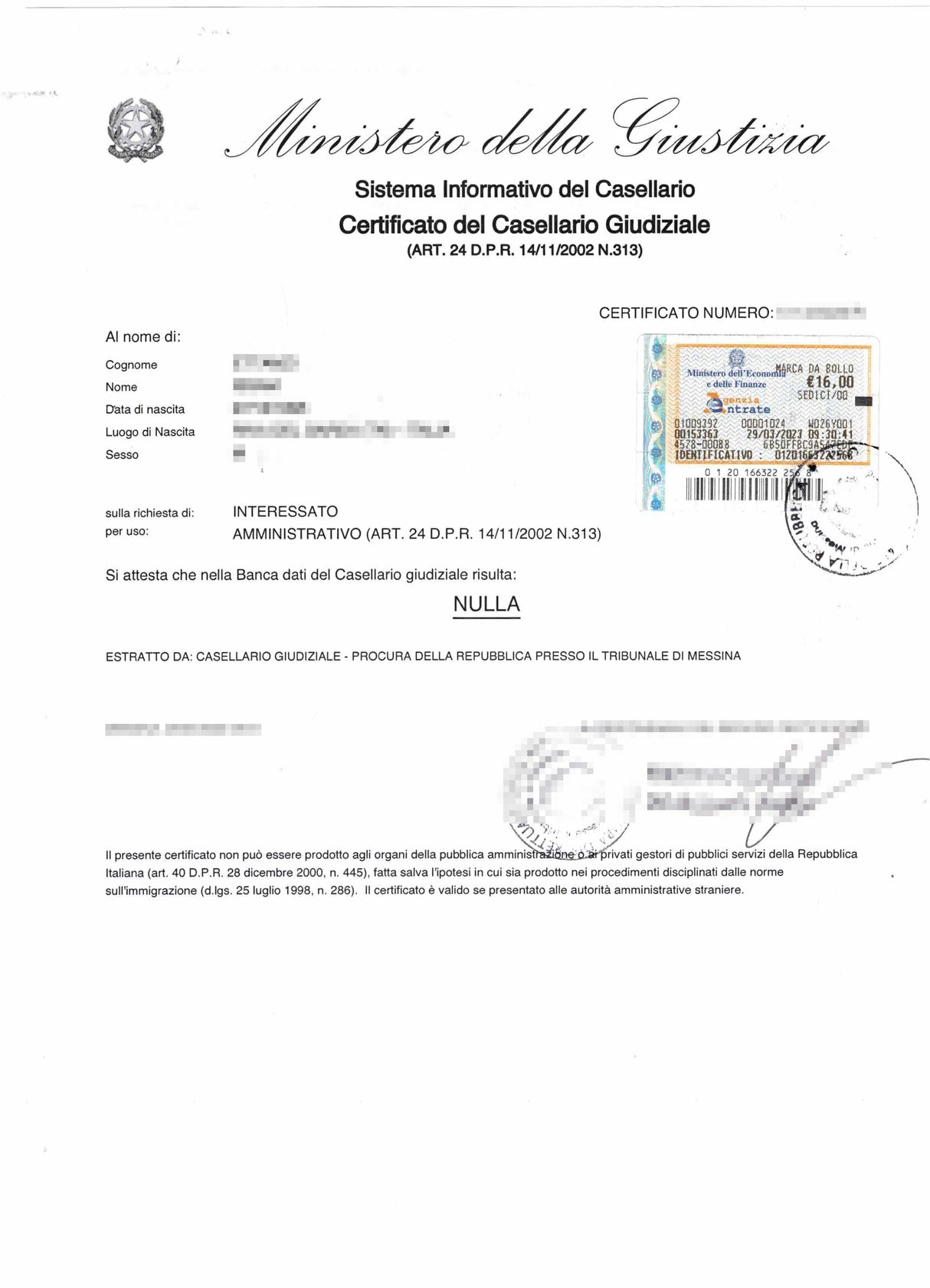 casellario giudiziale Online in un click