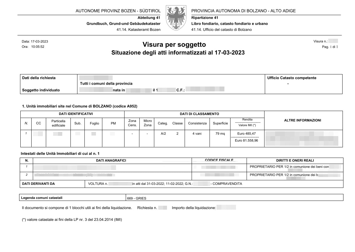 visura catastale tavolare Online